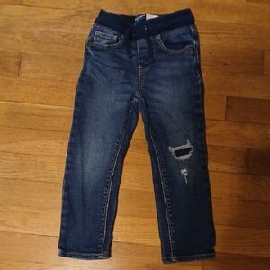 Old Navy Skinny Dark Blue Kids Jeans with Distressed Detail, 3T